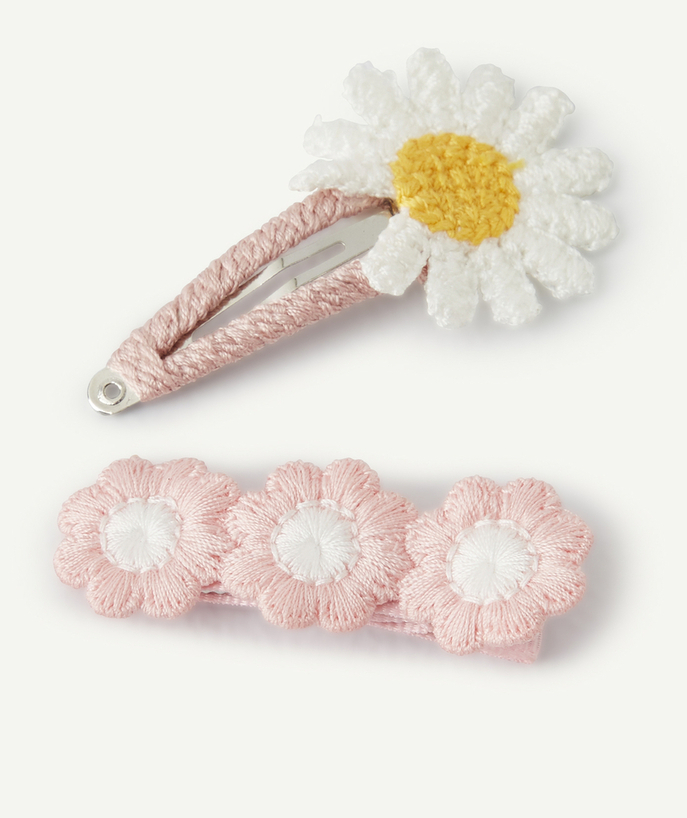Set Of Two Floral Crochet Hair Clips - Barrette Dbenjamine F-old Pink -  Swatch Pink | Tape à l'œil