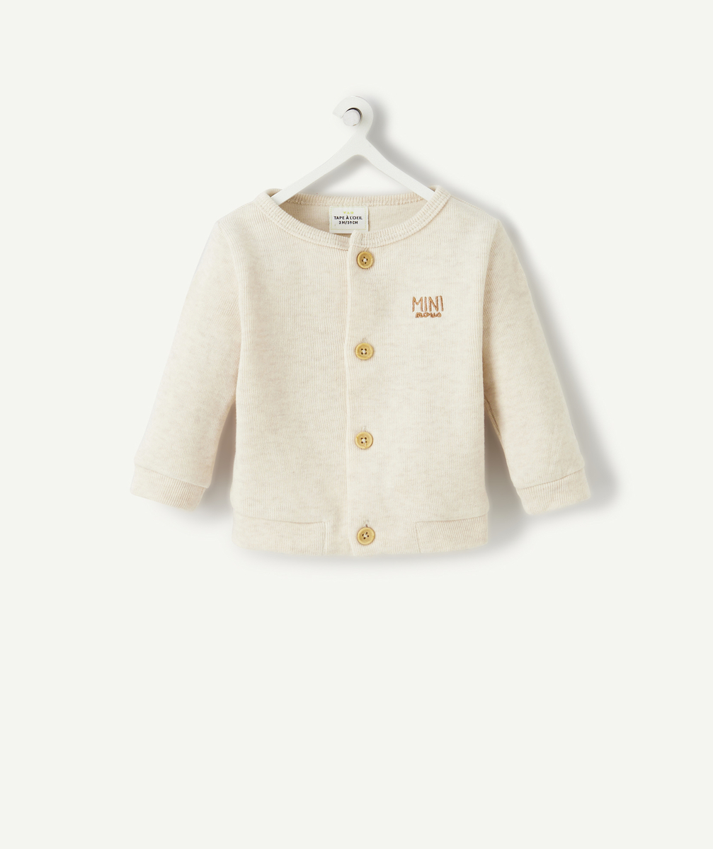 Cardigan en coton beige avec message bébé - 1 M