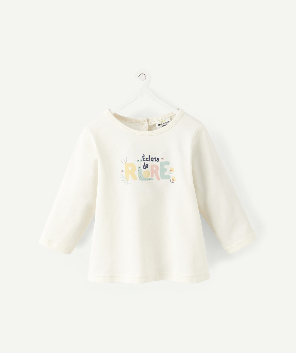 T-shirt bébé en coton biologique écru avec message - 1 M