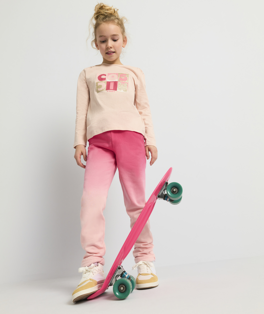 Jogging fille en fibres recyclées dégradé rose - 12 A