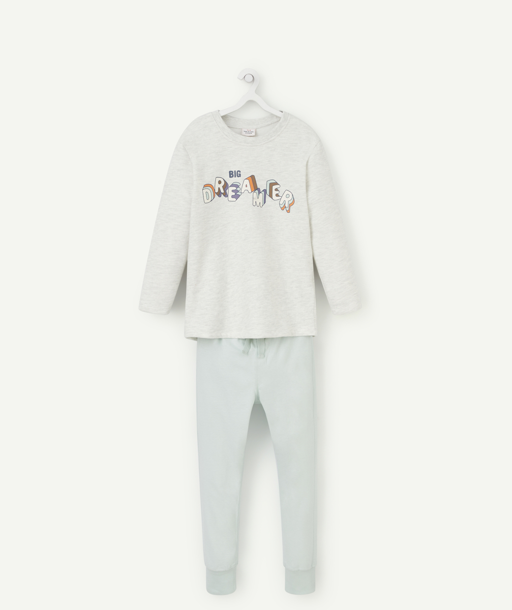 Pyjama garçon en fibres recyclées gris et bleu avec message big dreamer - 2 A
