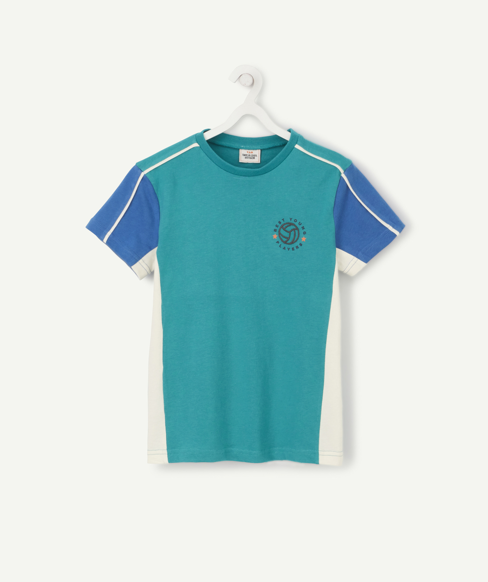 Le t-shirt tricolore en coton biologique avec ballon baseball brodé - 2 A