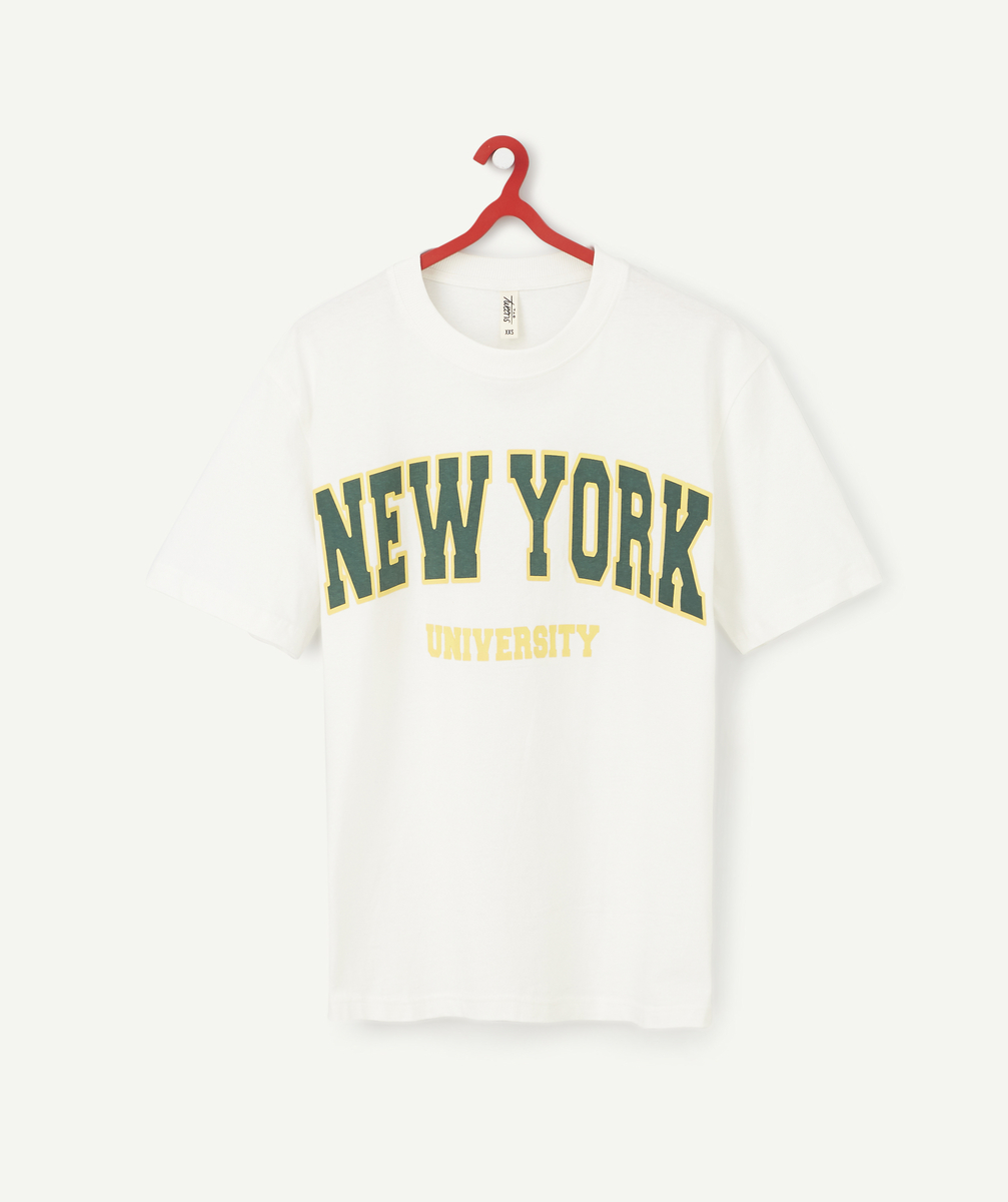 Le t-shirt écru en fibres recyclées message new york - S