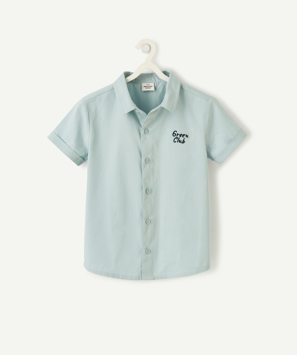 La chemise manches courtes verte avec message en coton - 10 A