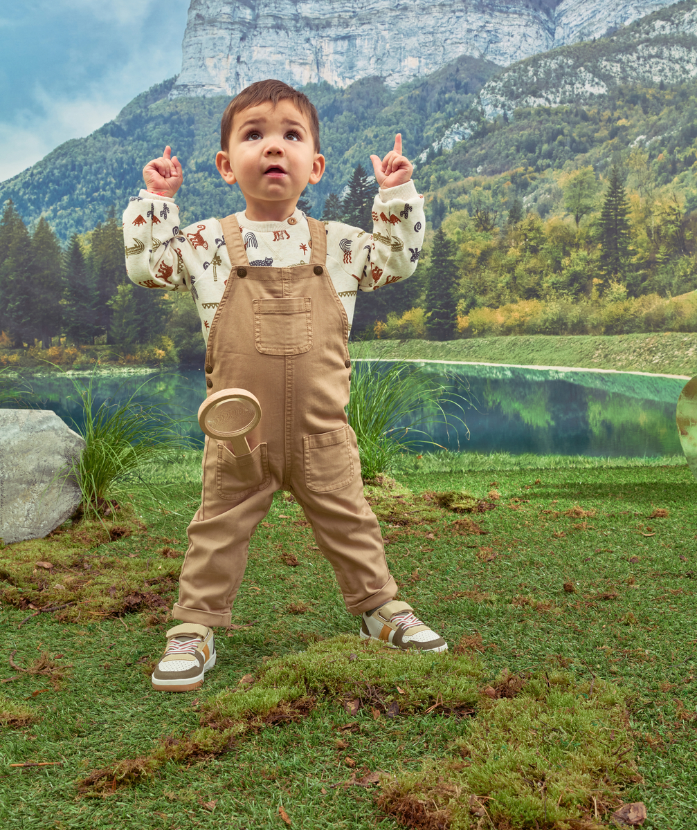 Salopette beige en coton mélangé avec poches bébé garçon - 3 M