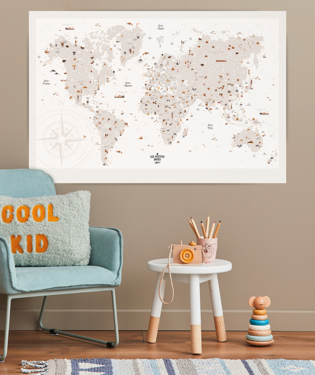 Affiche carte du monde enfant - TU