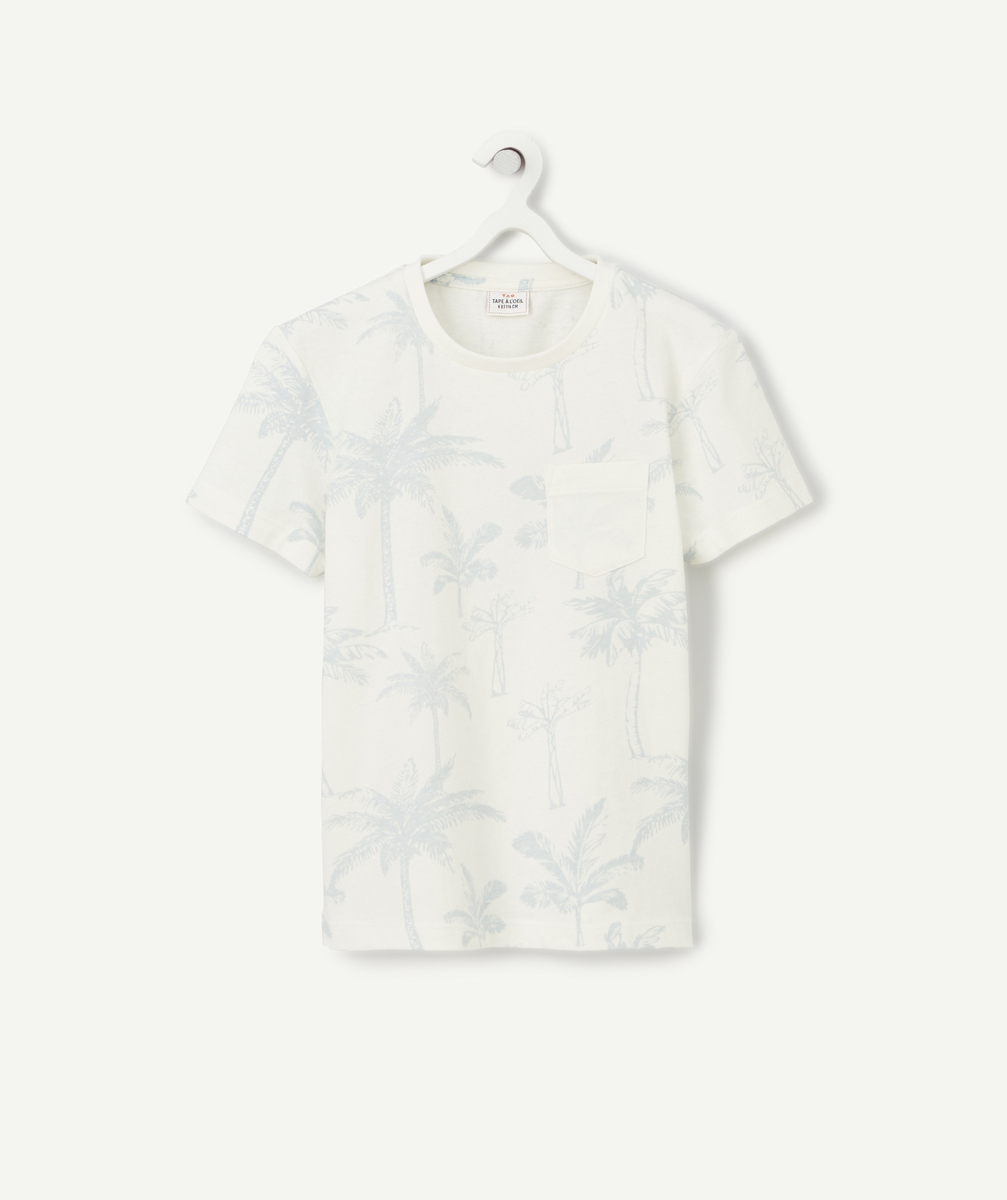 T-shirt garçon en coton biologique blanc imprimé palmiers - 8 A