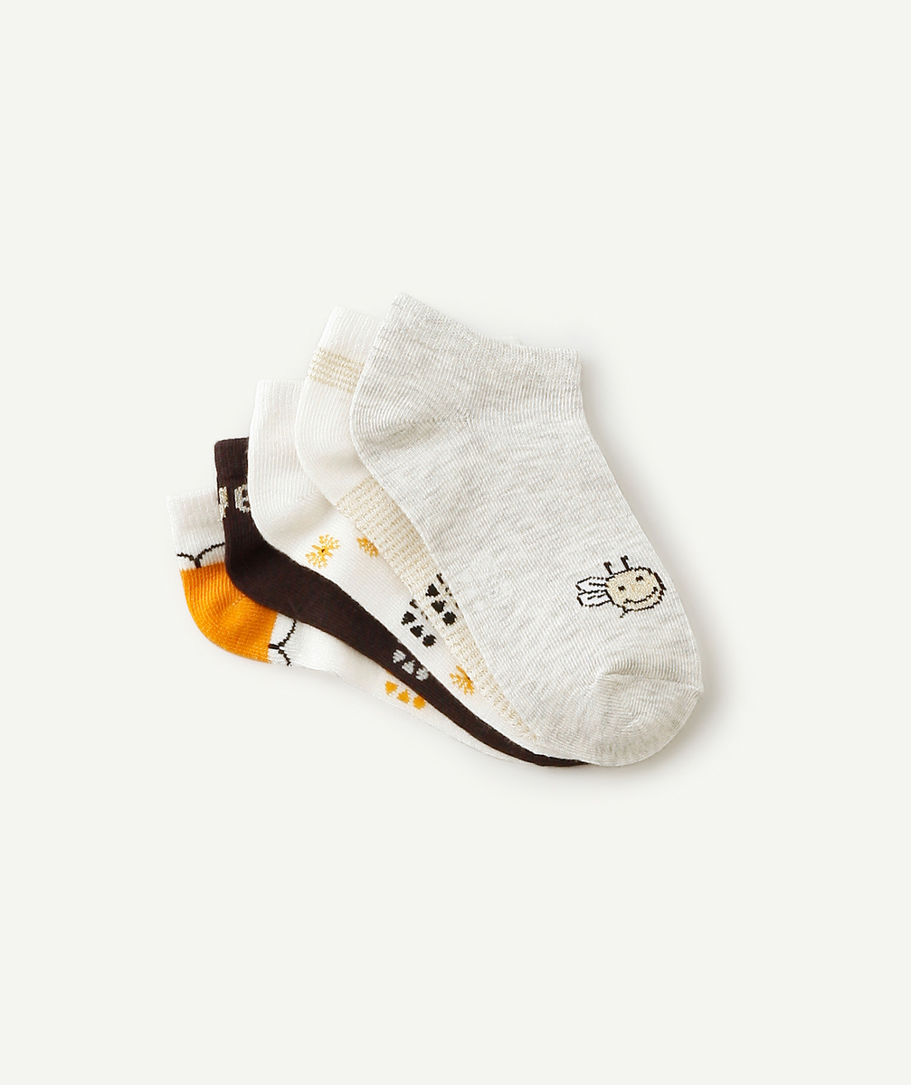 Lot de 5 paires de chaussettes fille unies et imprimées fleurs - 38-40