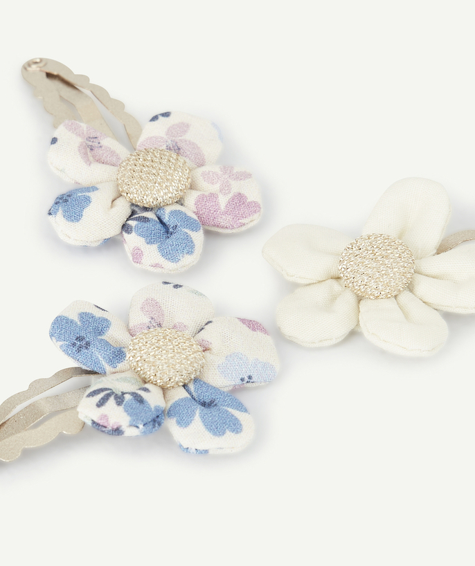 Set Of Three Golden And Flowery Hair Clips For Baby Girls - Barrette  Ajoulle Bbf-whitecap Gray - 12- Ecru | Tape à l'œil