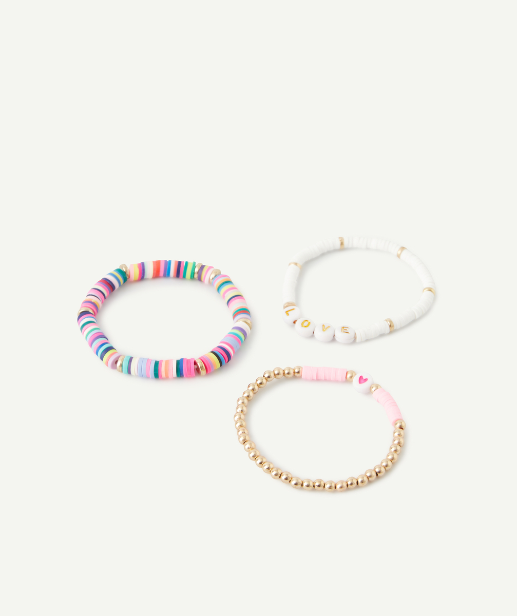 Lot de 3 bracelets perlés colorés avec message - TU
