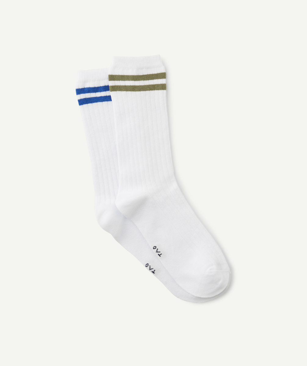 Le lot de 2 paires de chaussettes blanches avec bandes colorées - 35-38