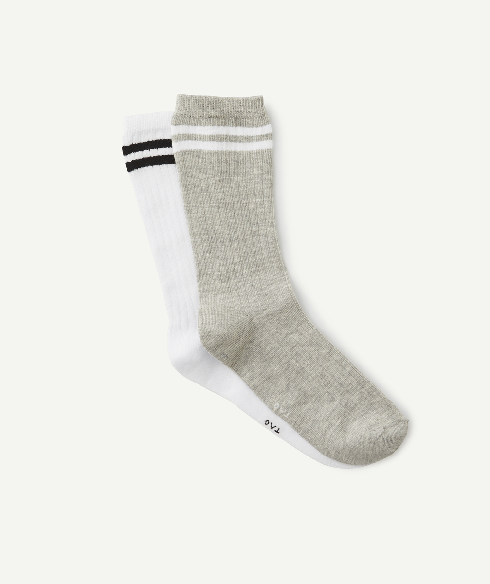 Le lot de 2 paires de chaussettes hautes grises et blanches - 35-38