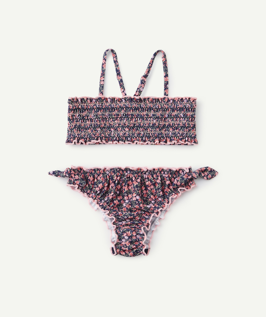 Maillot de bain 2 pièces fille en fibres reyclées et fleuri - 10 A