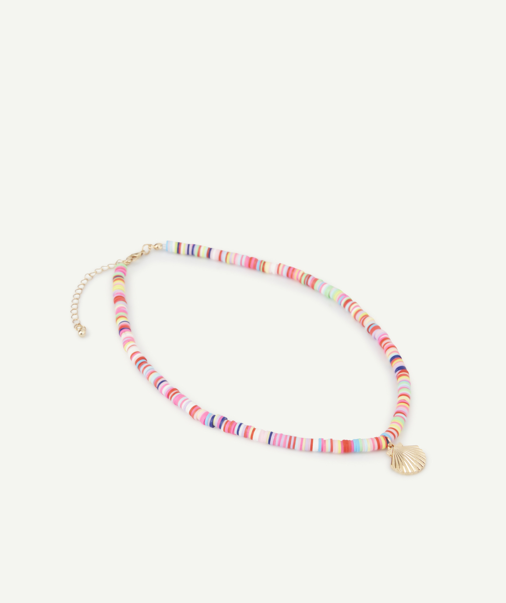 Collier en perles colorées fille avec pendentif coquillage - TU