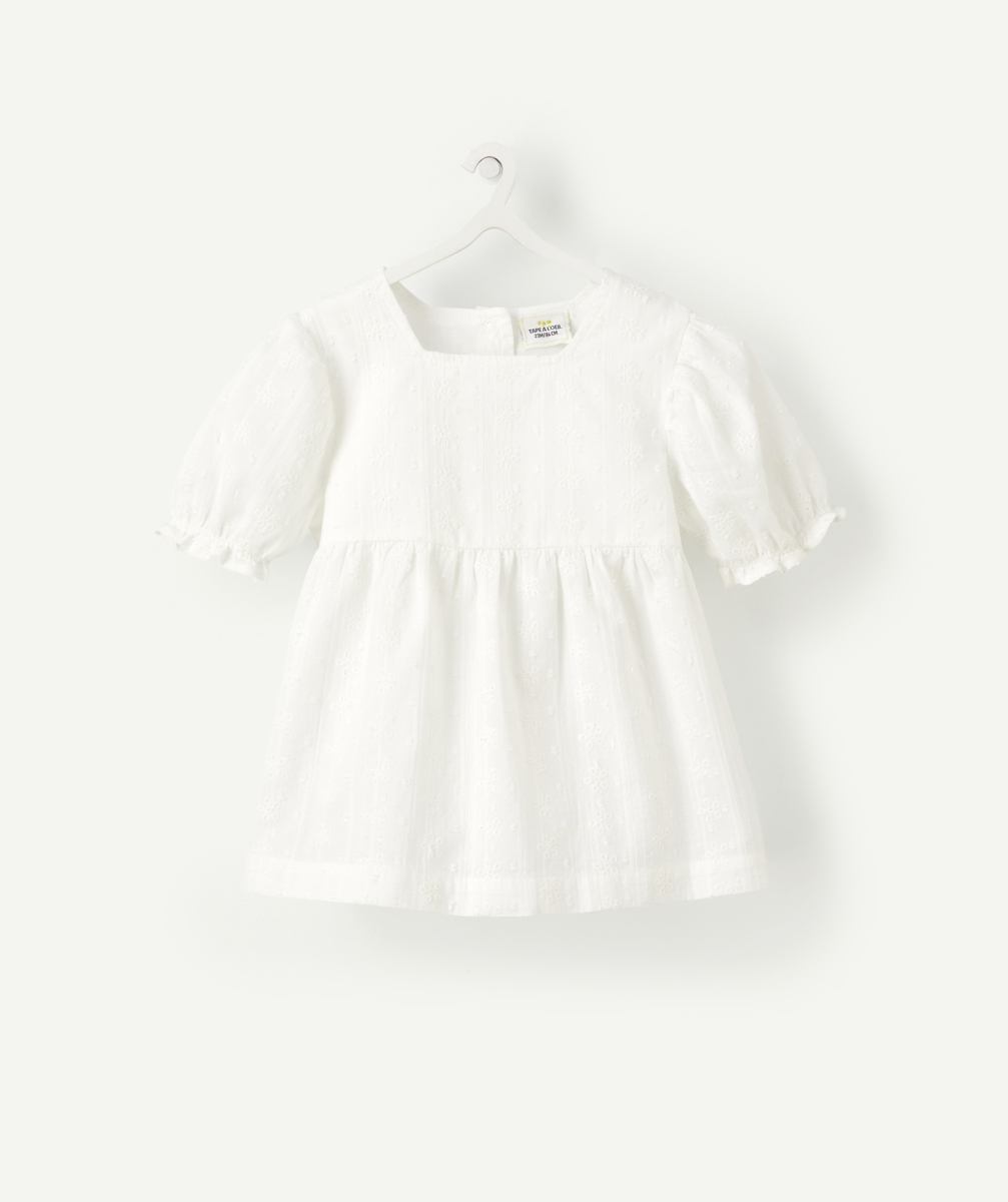 Blouse bébé fille en coton blanche avec broderies - 12 M