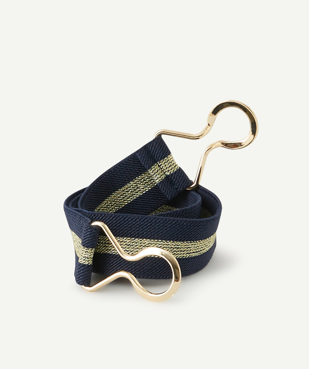 Ceinture fille bleu marine avec boucle dorée - 60-65