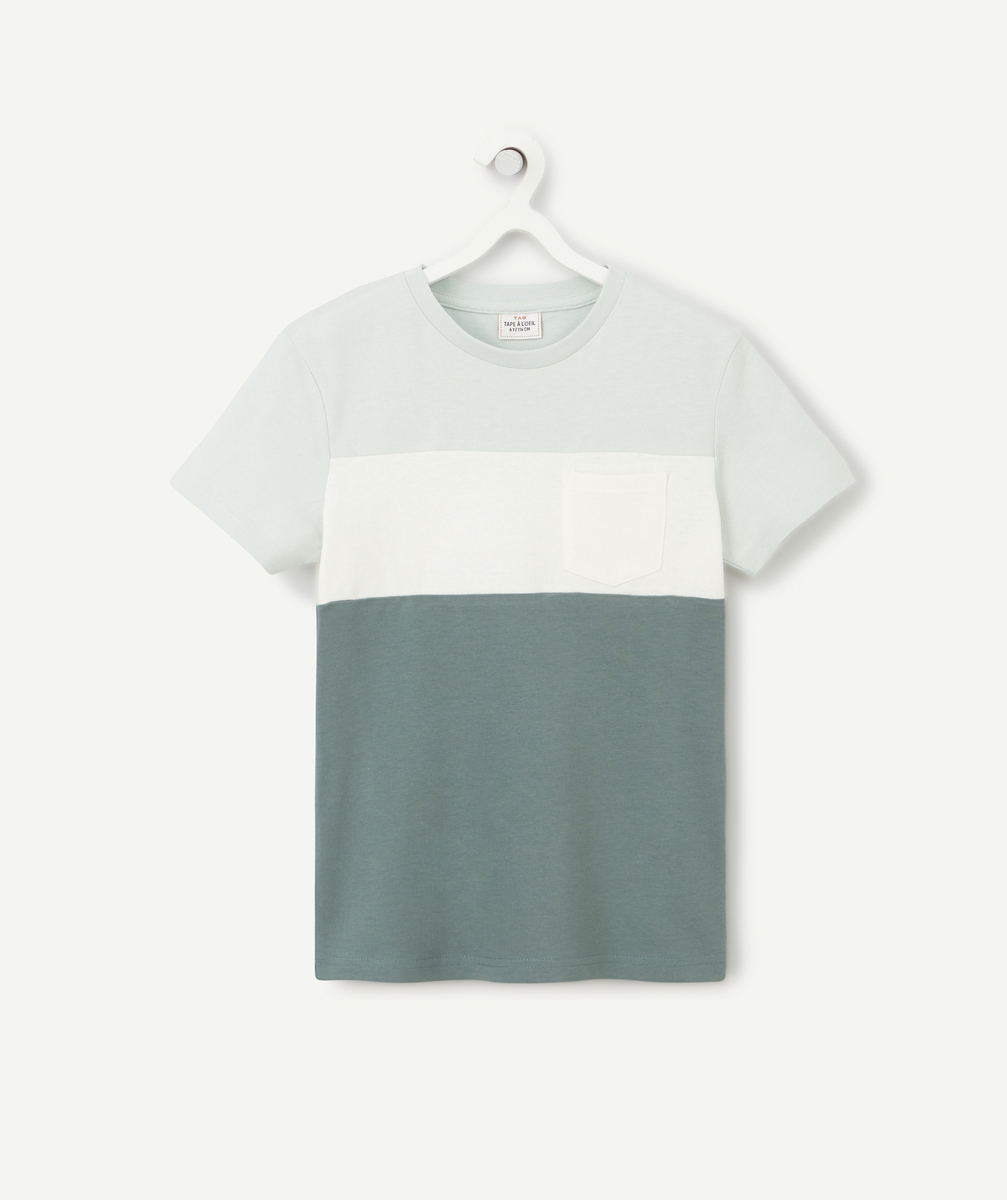 T-shirt garçon en coton biologique tricolore vert - 6 A