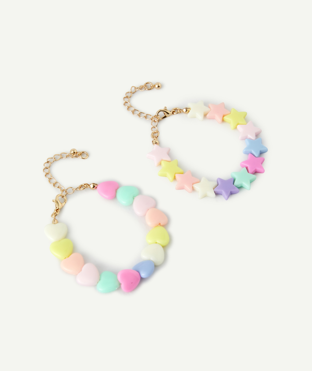 Lot de 2 bracelets fille aux perles colorées - TU