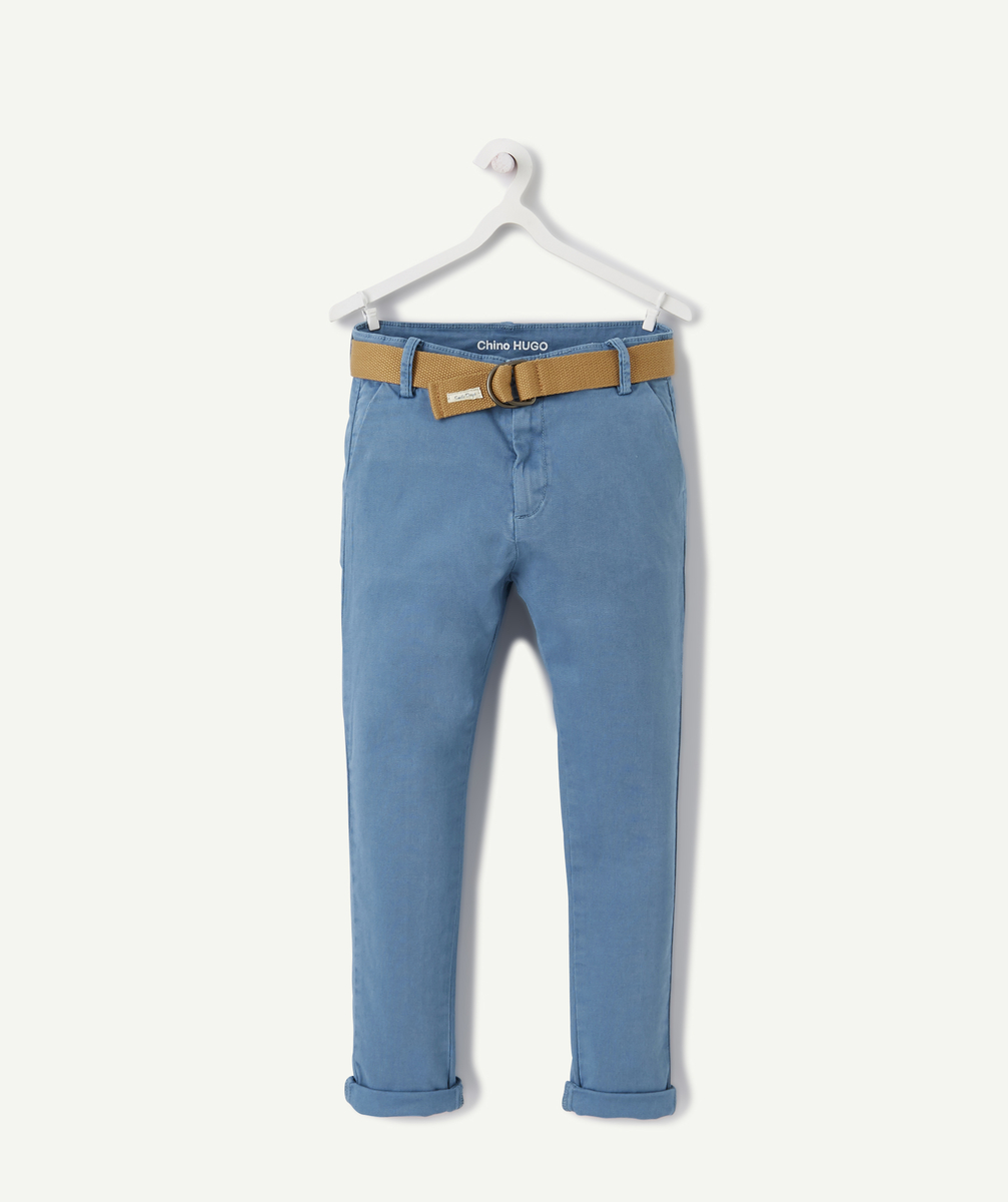 Hugo le pantalon chino bleu ciel avec ceinture garçon - 2 A