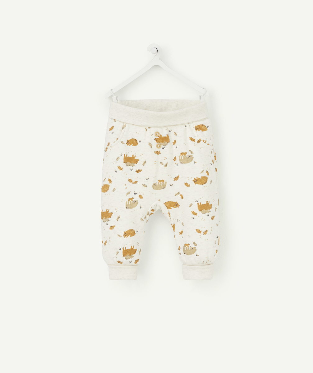 Pantalon sarouel écru imprimé oursons bébé garçon - 0 M