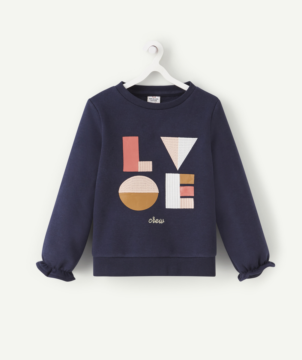 Sweat bleu marine avec message graphique love fille - 10 A