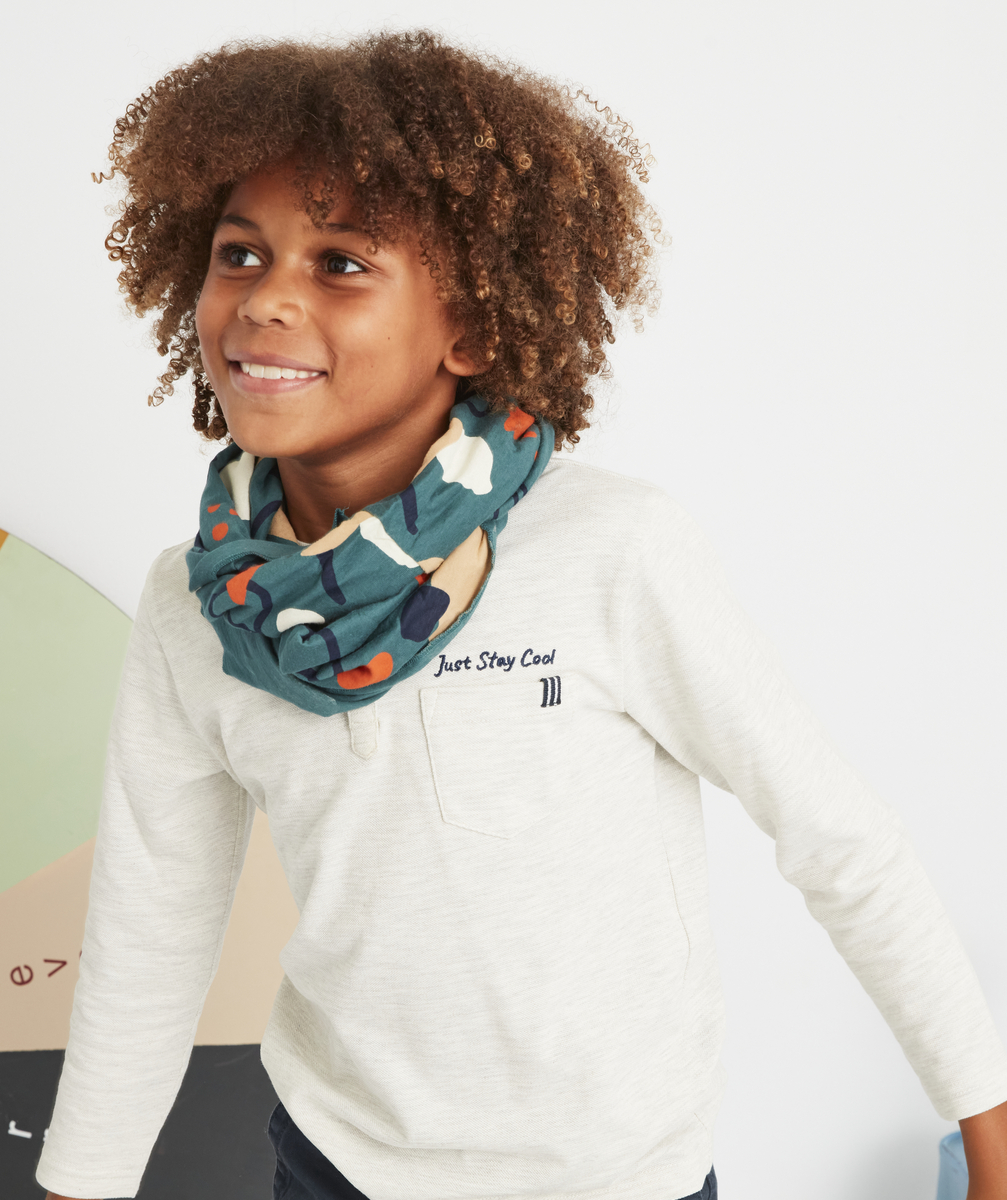 Snood bleu en coton aux motifs colorés garçon - TU