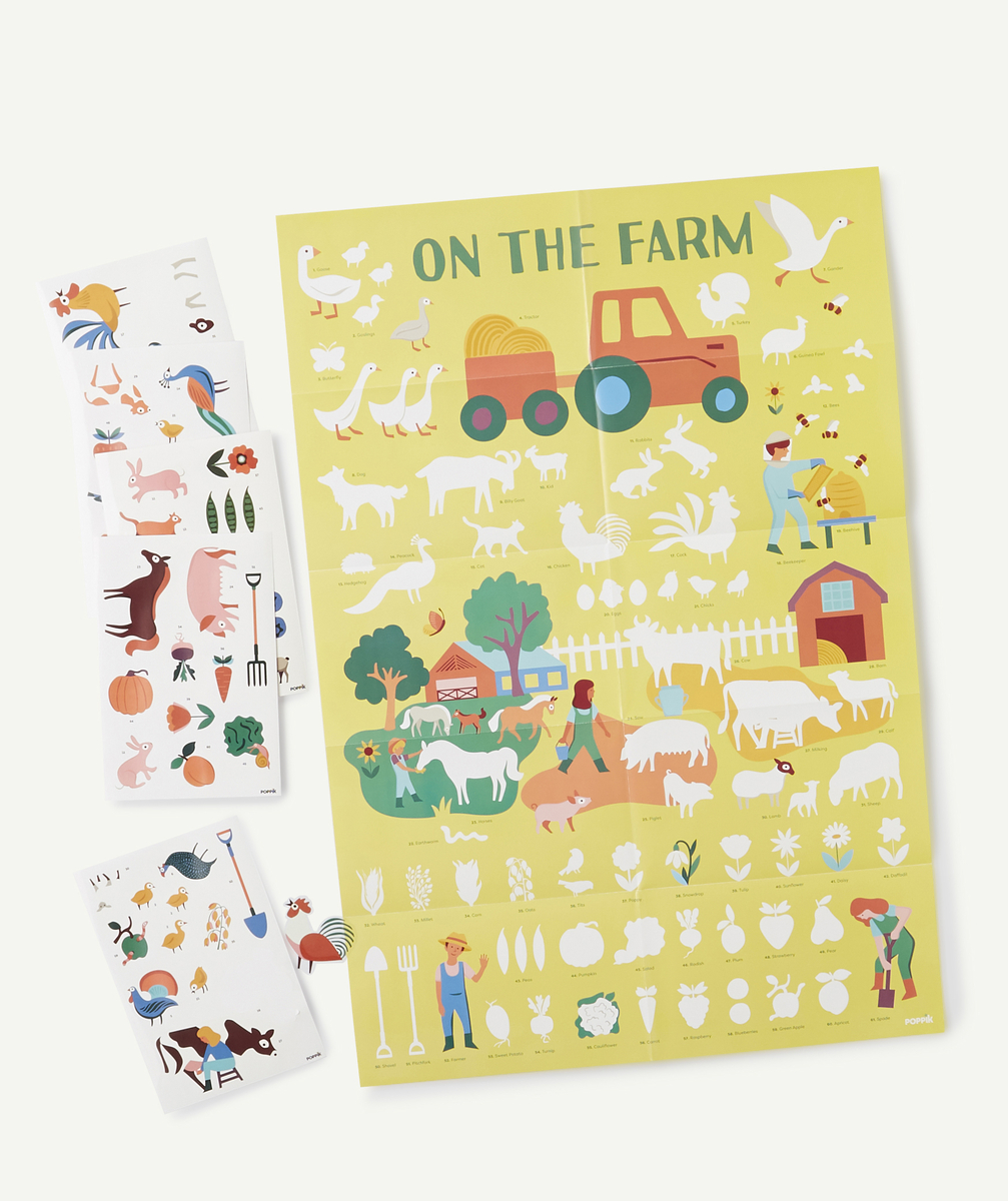 Le poster ferme et ses animaux avec 58 stickers - TU