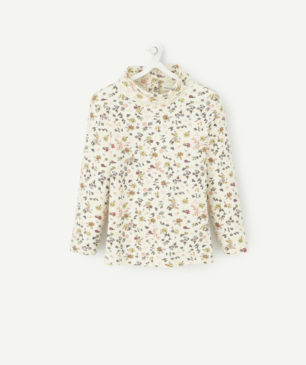 Sous-pull écru avec imprimé fleuri jaune bébé fille - 1 M