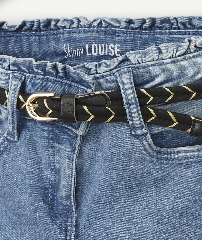 Girls' Louise Skinny Jeans In Blue Denim With A Ripped Effect - Ptl Skinny  Lw Gflower-denim Stone - Swat Denim | Tape à l'œil