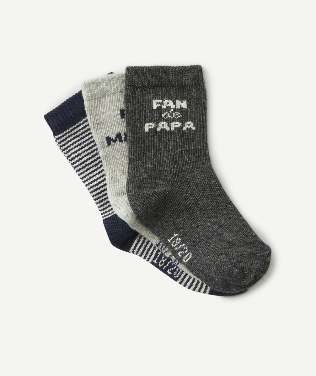 Les 3 paires de chaussettes bébé garçon fan de papa et maman - 15-17