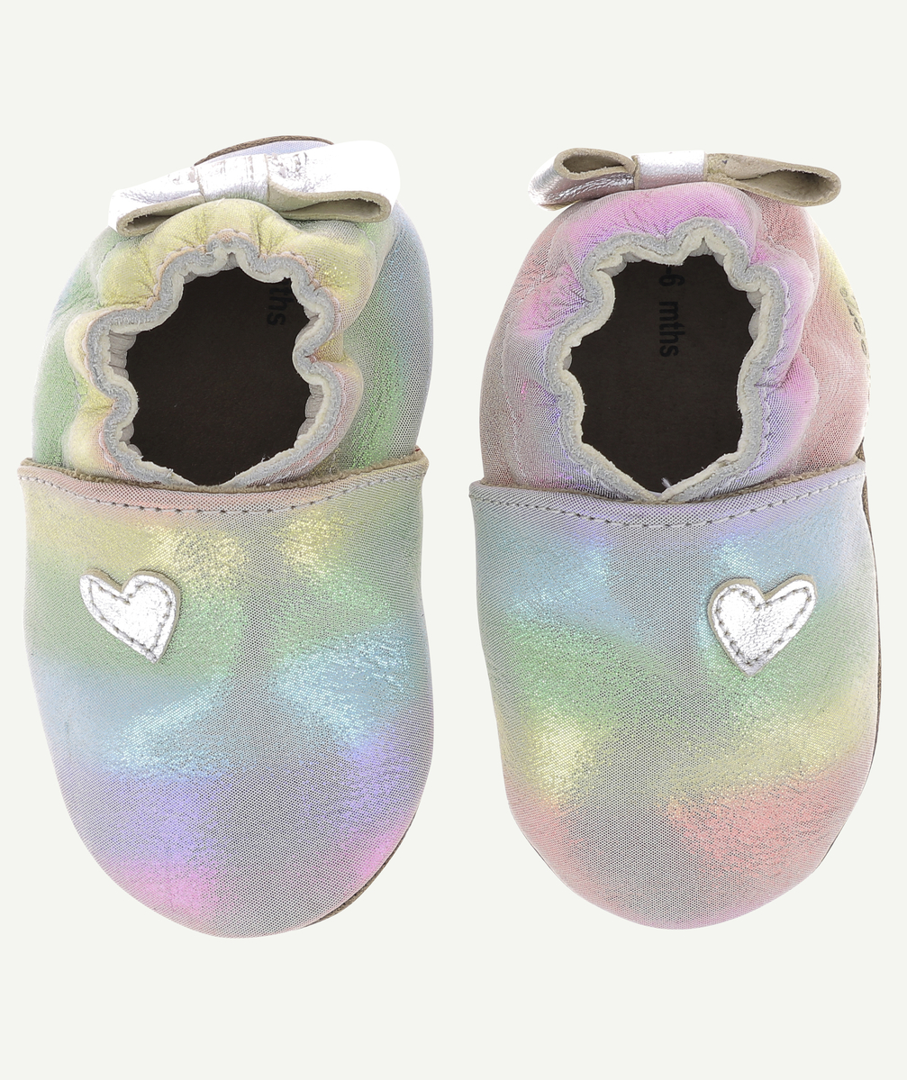 Chaussons bébé multicolor en cuir avec coeur - 18-24 M
