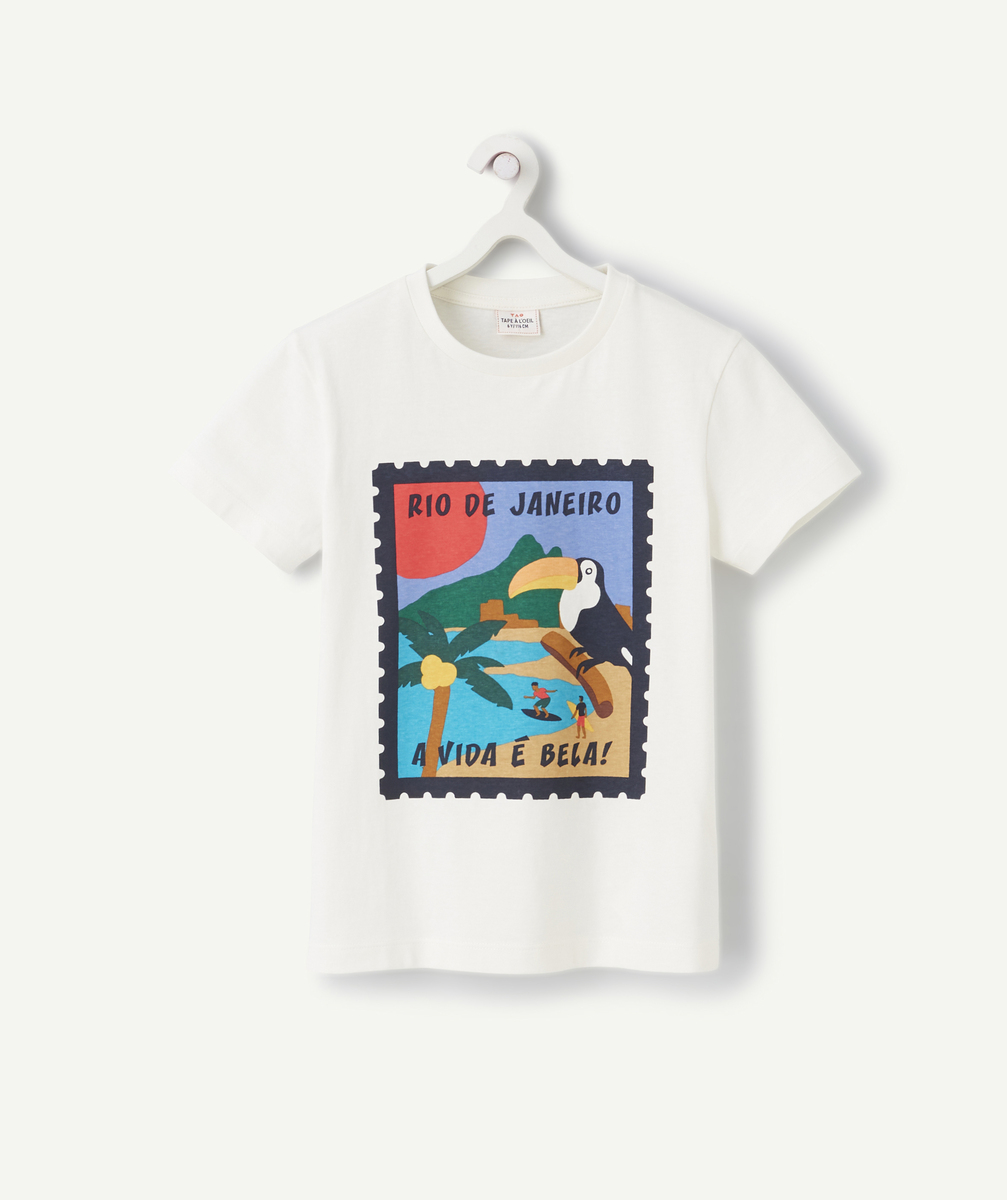 T-shirt blanc garçon en coton bio avec flocage rio de janeiro - 2 A