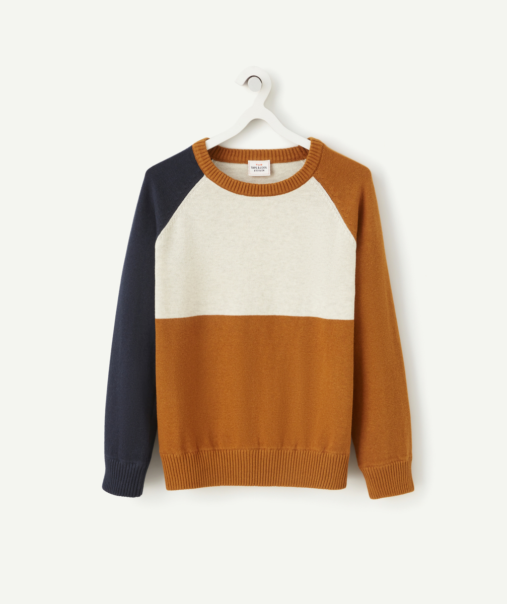 Pull tricot garçon en coton colorblock - 4 A