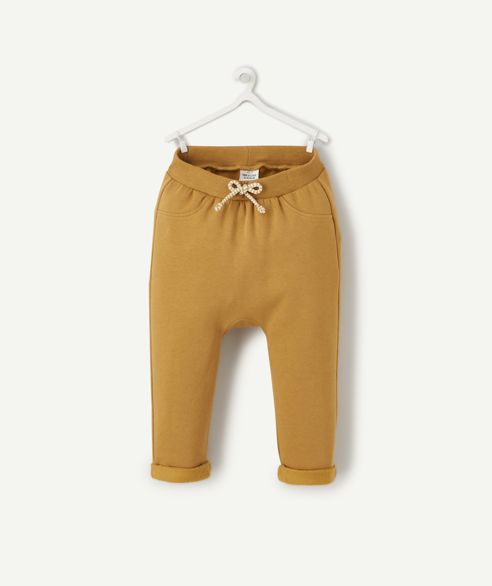 Pantalon sarouel bébé garçon en fibres recyclées ocre - 36 M