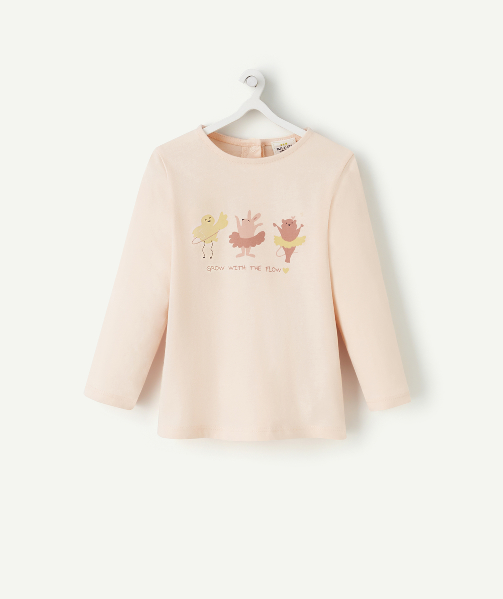 T-shirt bébé fille en coton bio rose motif animaux - 36 M