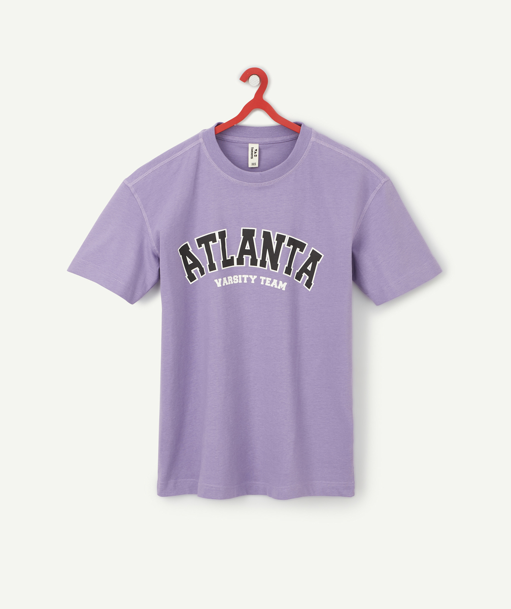 T-shirt mixte en coton bio violet avec message - M