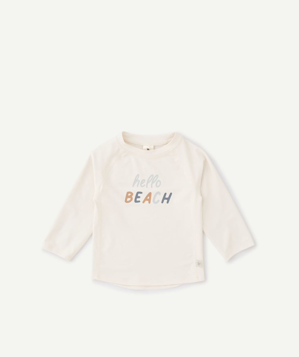 T-shirt anti-uv bébé hello beach écru - 7-12M